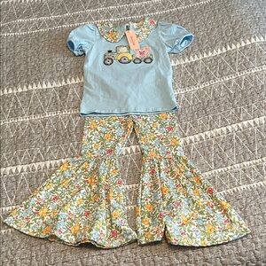 Cute Blue Kids' Top with Floral Collar